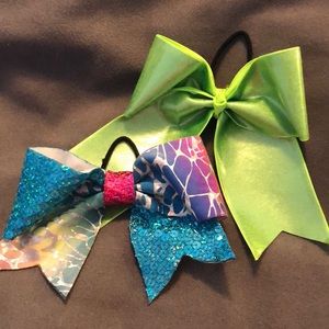 Neon cheer bows set of two